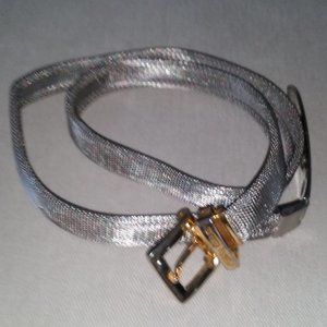 Perry Ellis metal mesh silver woven belt 70s